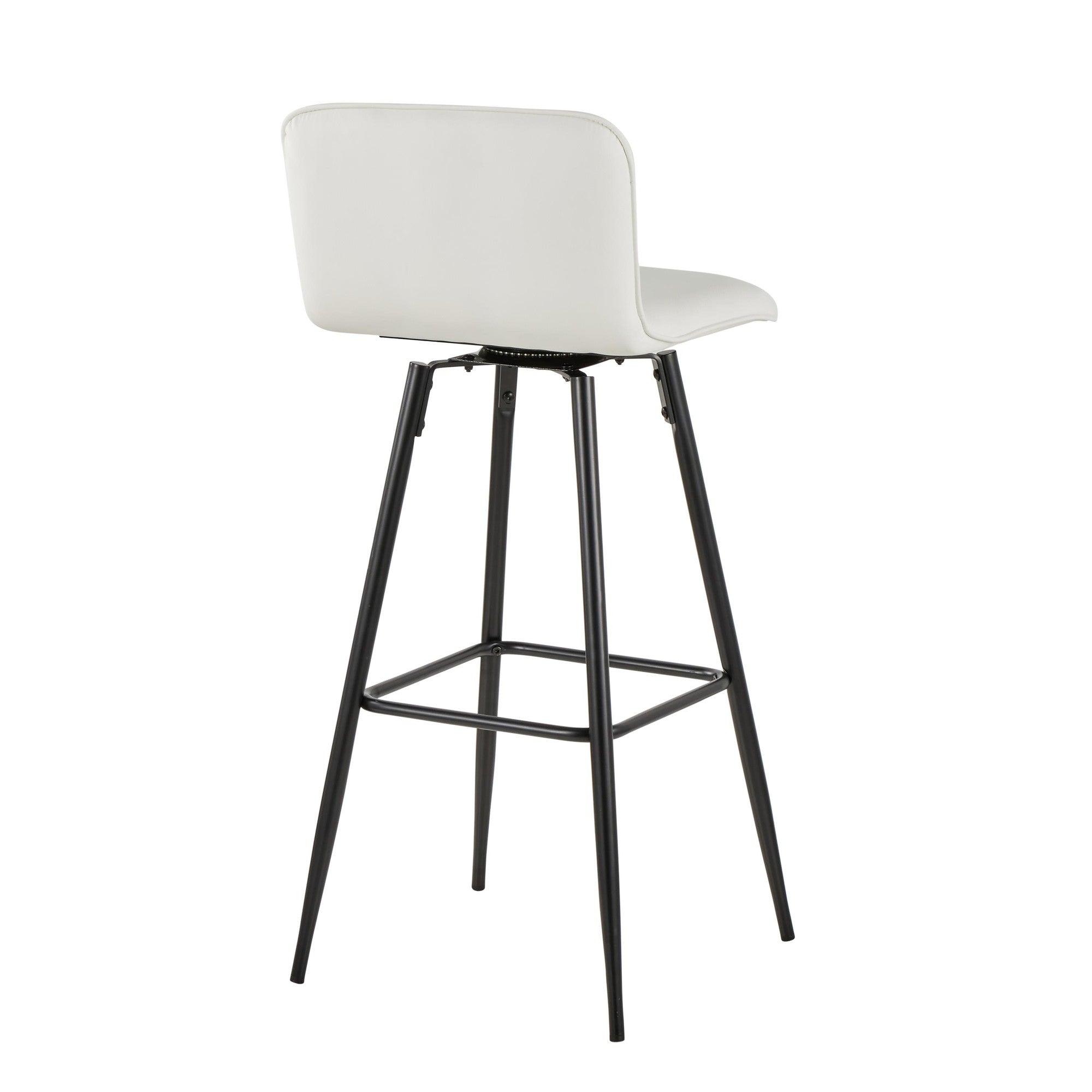Casper 30" Fixed-Height Barstool - Set of 2 - Black Metal, White PU