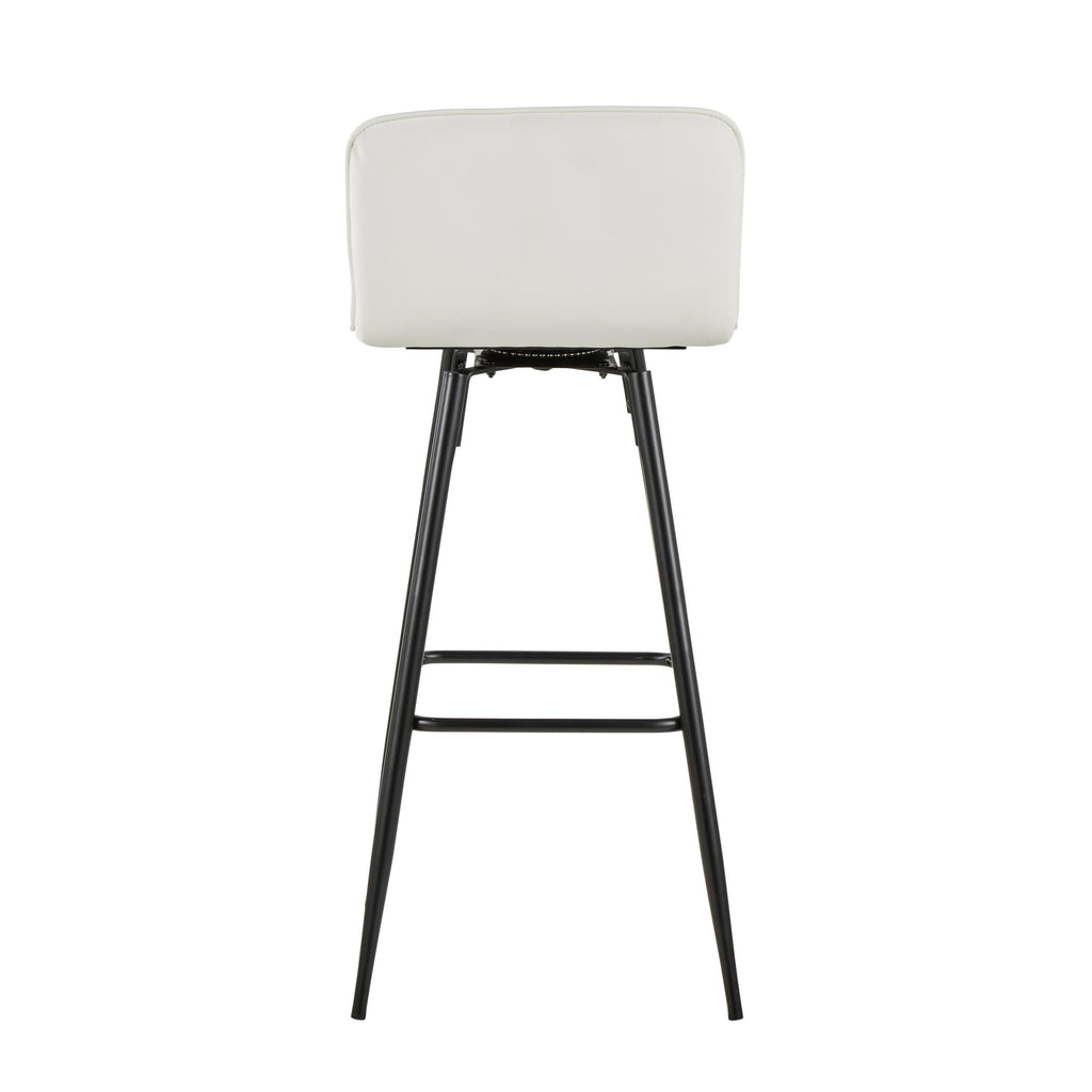 Casper 30" Fixed-Height Barstool - Set of 2 - Black Metal, White PU