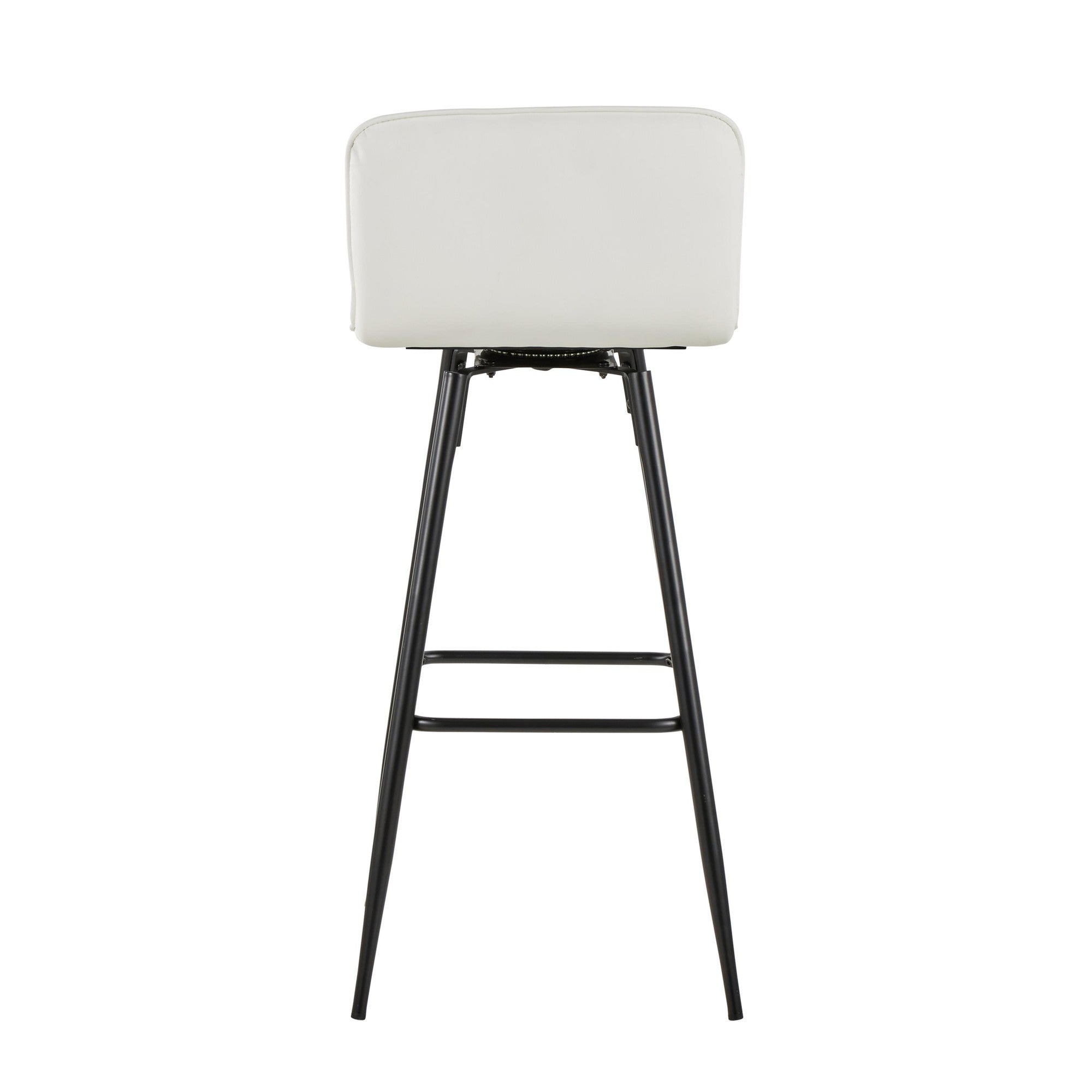 Casper 30" Fixed-Height Barstool - Set of 2 - Black Metal, White PU