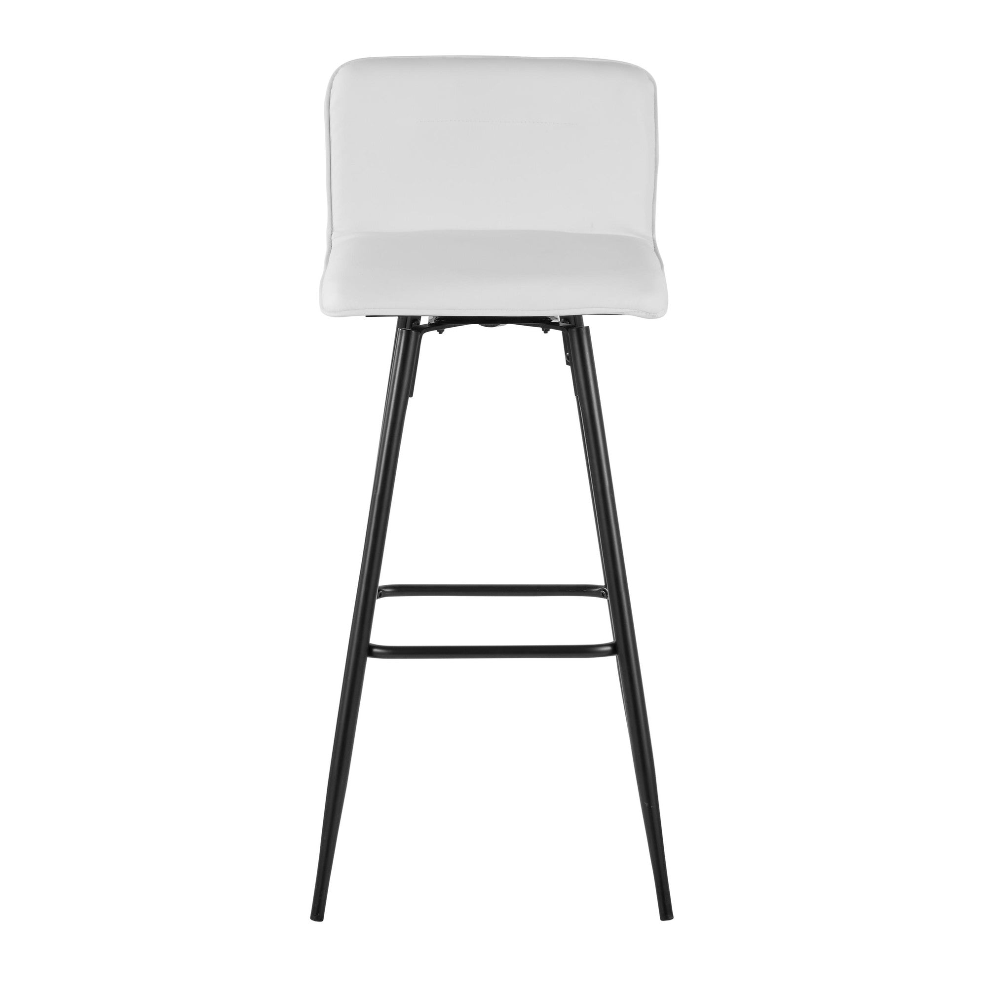 Casper 30" Fixed-Height Barstool - Set of 2 - Black Metal, White PU