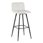 Casper 30" Fixed-Height Barstool - Set of 2 - Black Metal, White PU