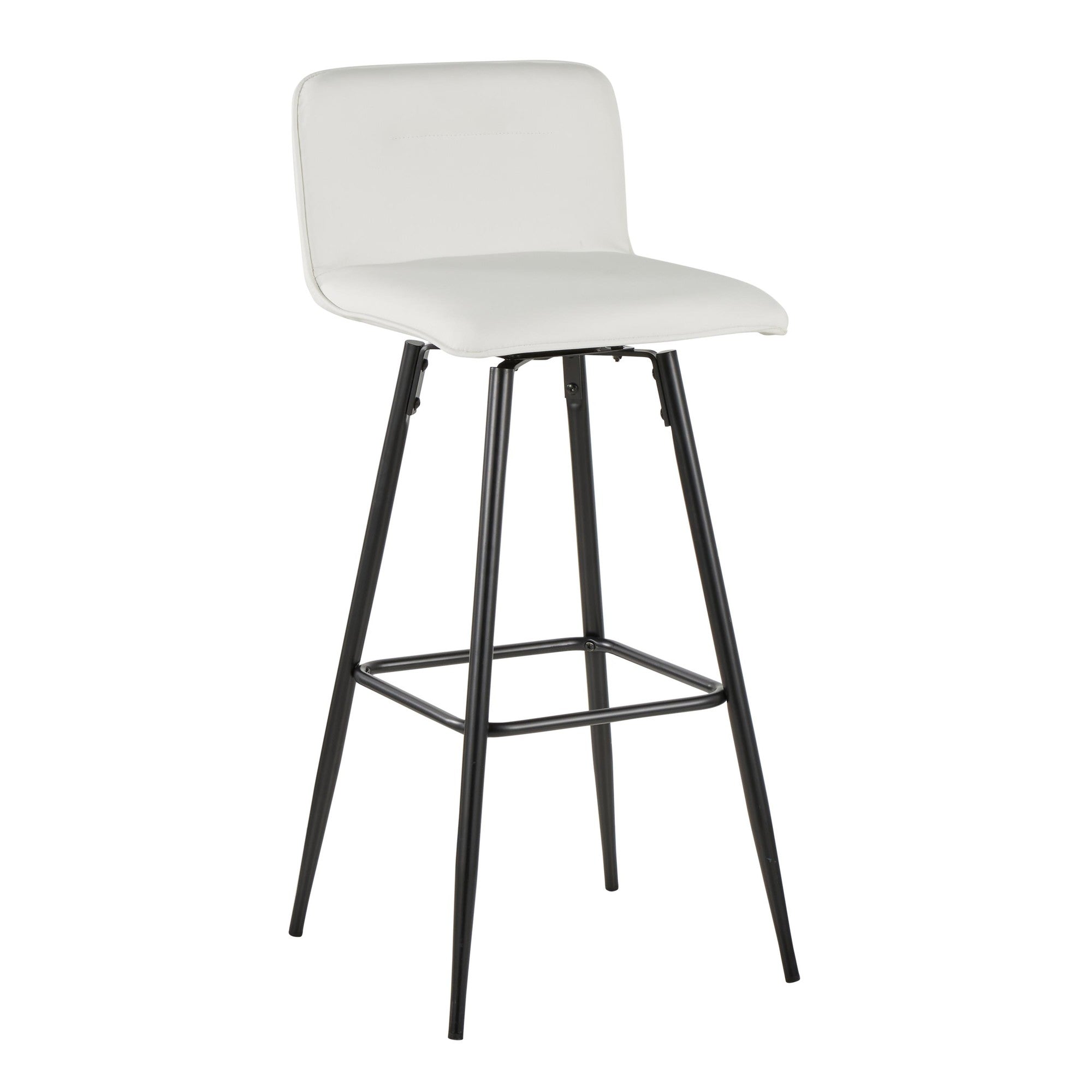 Casper 30" Fixed-Height Barstool - Set of 2 - Black Metal, White PU