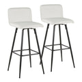 Casper 30" Fixed-Height Barstool - Set of 2 - Black Metal, White PU