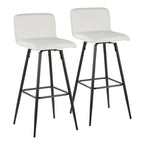 Casper 30" Fixed-Height Barstool - Set of 2 - Black Metal, White PU