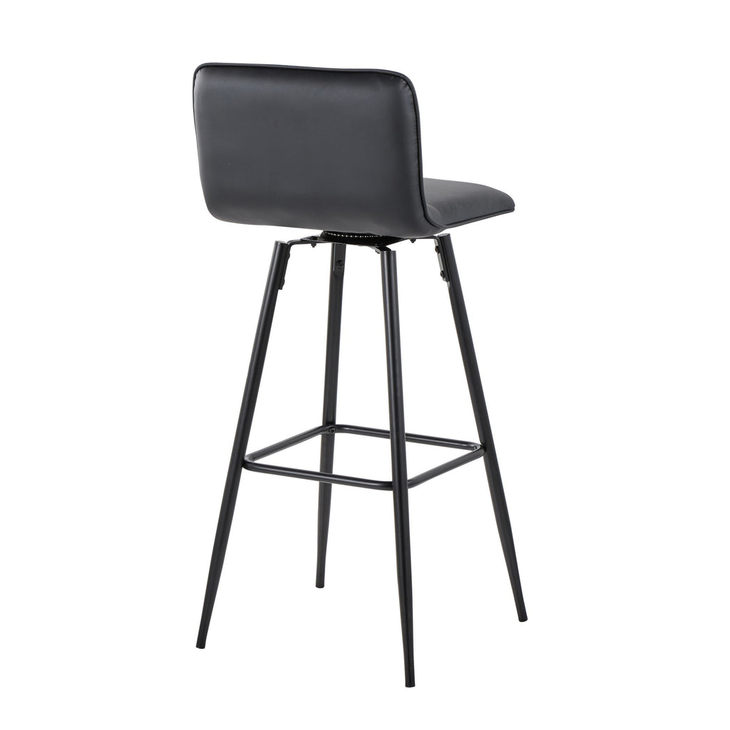 Casper 30" Fixed-Height Barstool - Set of 2 - Black Metal, Black PU