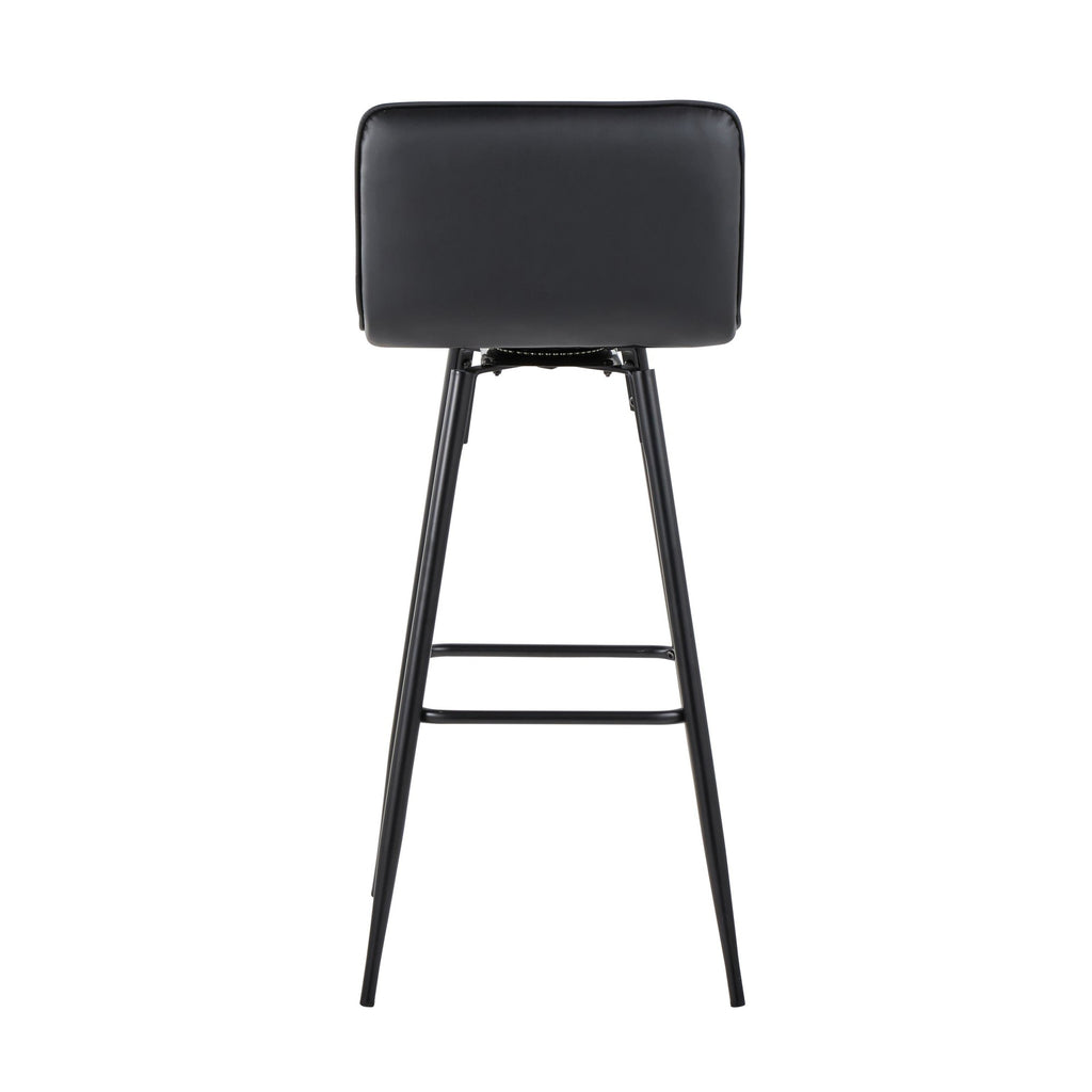 Casper 30" Fixed-Height Barstool - Set of 2 - Black Metal, Black PU