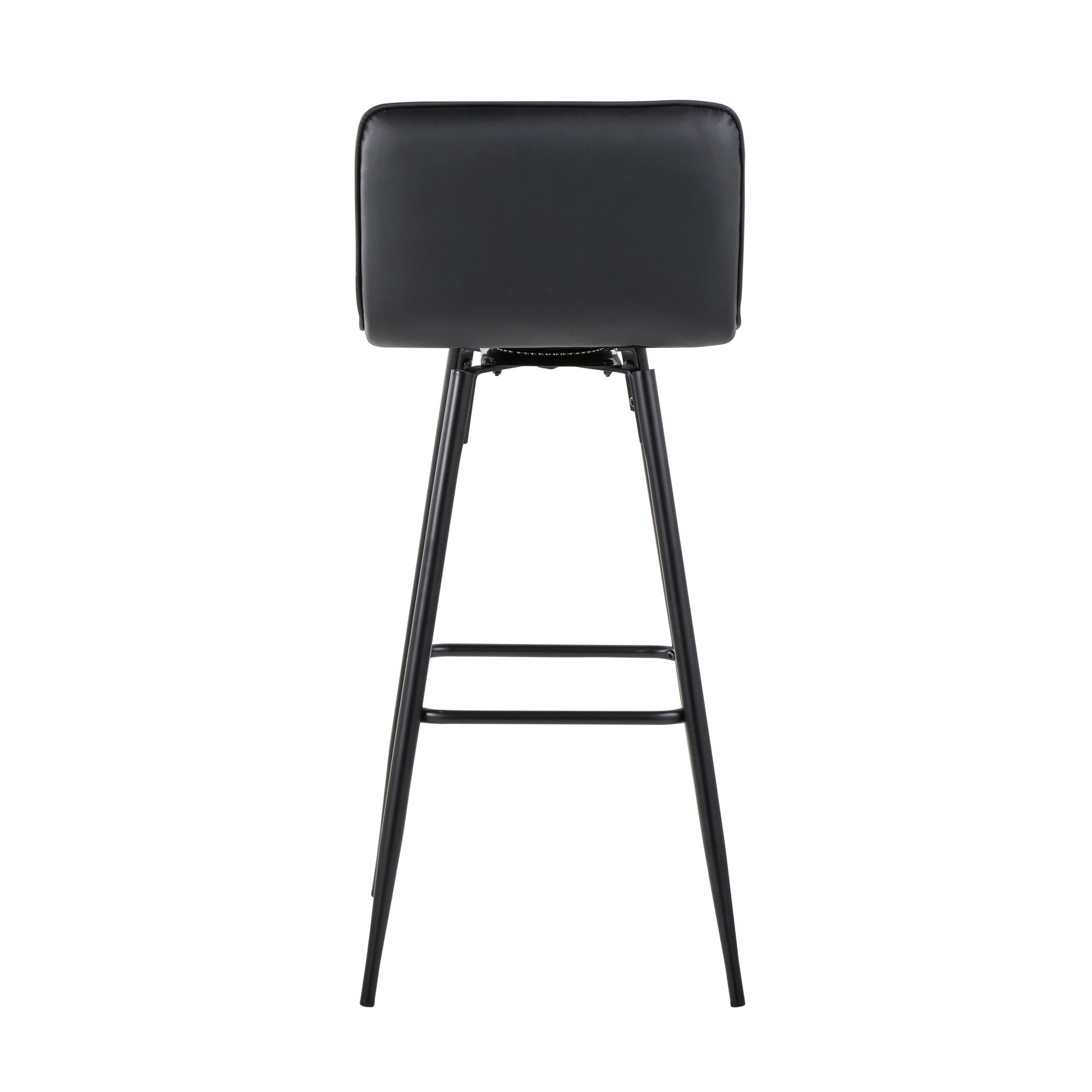 Casper 30" Fixed-Height Barstool - Set of 2 - Black Metal, Black PU
