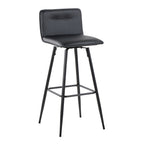 Casper 30" Fixed-Height Barstool - Set of 2 - Black Metal, Black PU