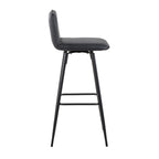 Casper 30" Fixed-Height Barstool - Set of 2 - Black Metal, Black PU