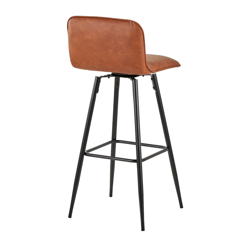 Casper 30" Fixed-Height Barstool - Set of 2 - Black Metal, Camel PU