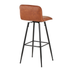 Casper 30" Fixed-Height Barstool - Set of 2 - Black Metal, Camel PU