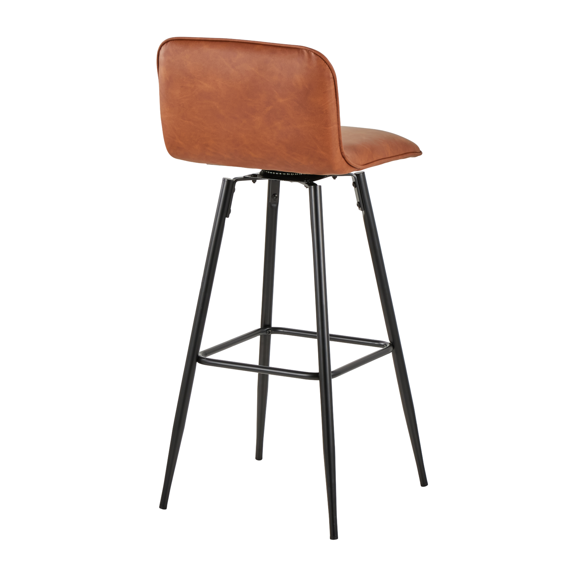 Casper 30" Fixed-Height Barstool - Set of 2 - Black Metal, Camel PU