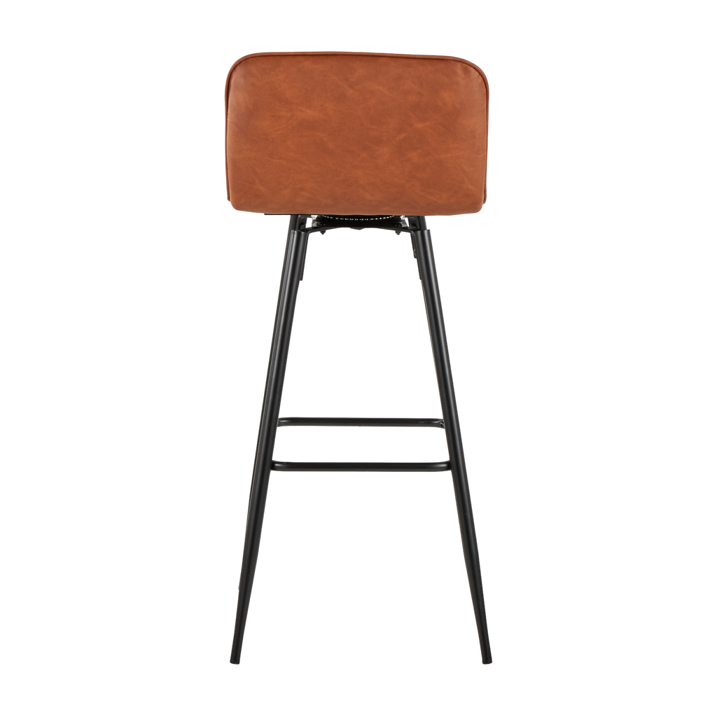 Casper 30" Fixed-Height Barstool - Set of 2 - Black Metal, Camel PU