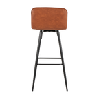 Casper 30" Fixed-Height Barstool - Set of 2 - Black Metal, Camel PU