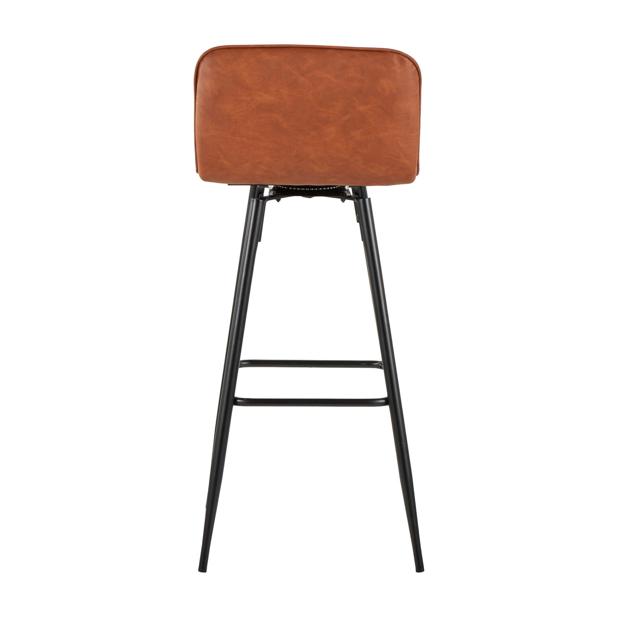 Casper 30" Fixed-Height Barstool - Set of 2 - Black Metal, Camel PU