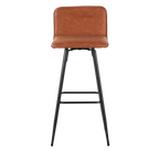 Casper 30" Fixed-Height Barstool - Set of 2 - Black Metal, Camel PU