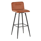 Casper 30" Fixed-Height Barstool - Set of 2 - Black Metal, Camel PU