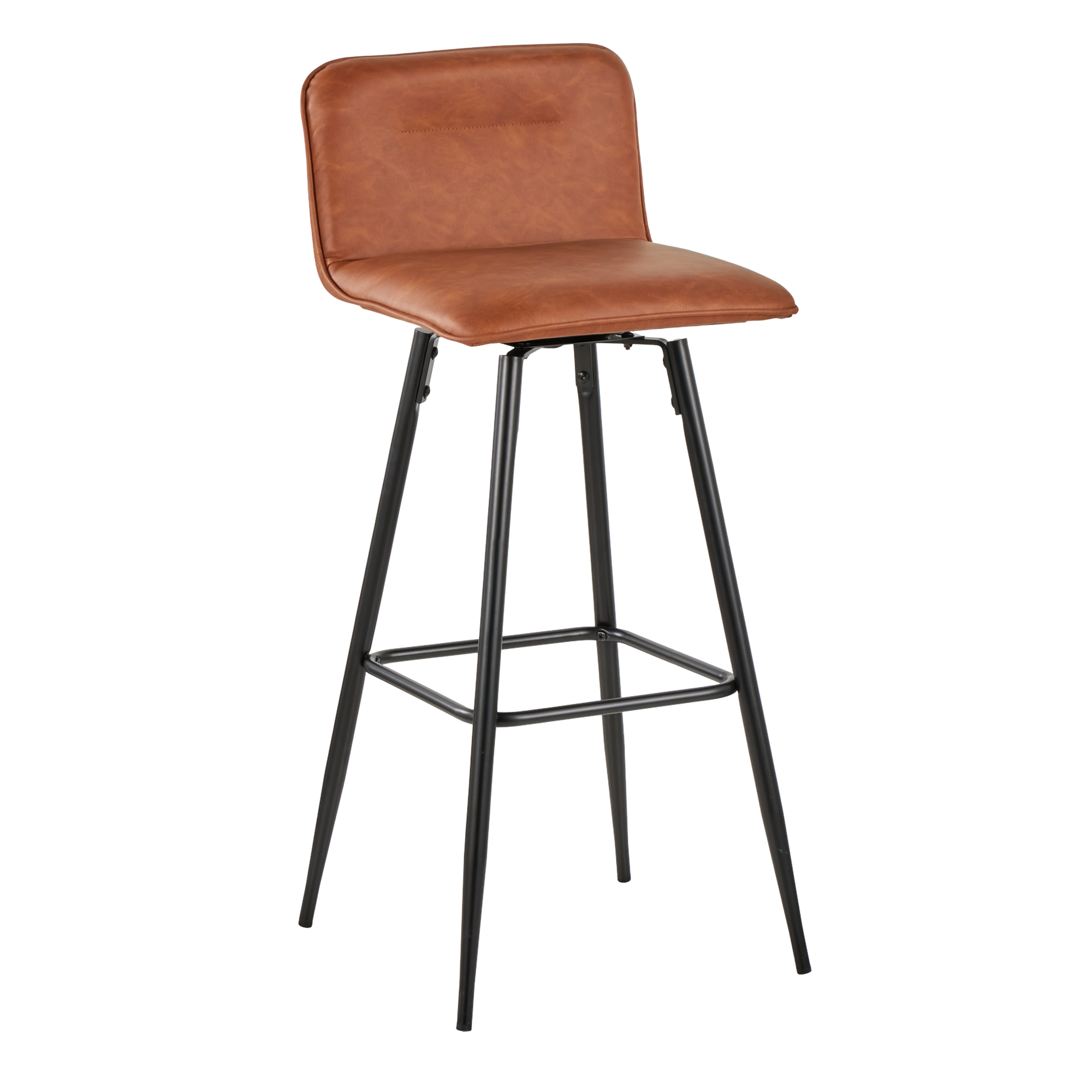 Casper 30" Fixed-Height Barstool - Set of 2 - Black Metal, Camel PU