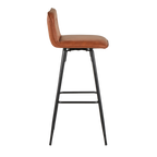 Casper 30" Fixed-Height Barstool - Set of 2 - Black Metal, Camel PU