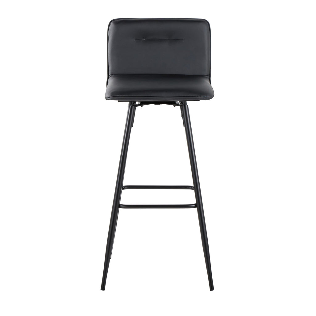 Casper 30" Fixed-Height Barstool - Set of 2 - Black Metal, Black PU