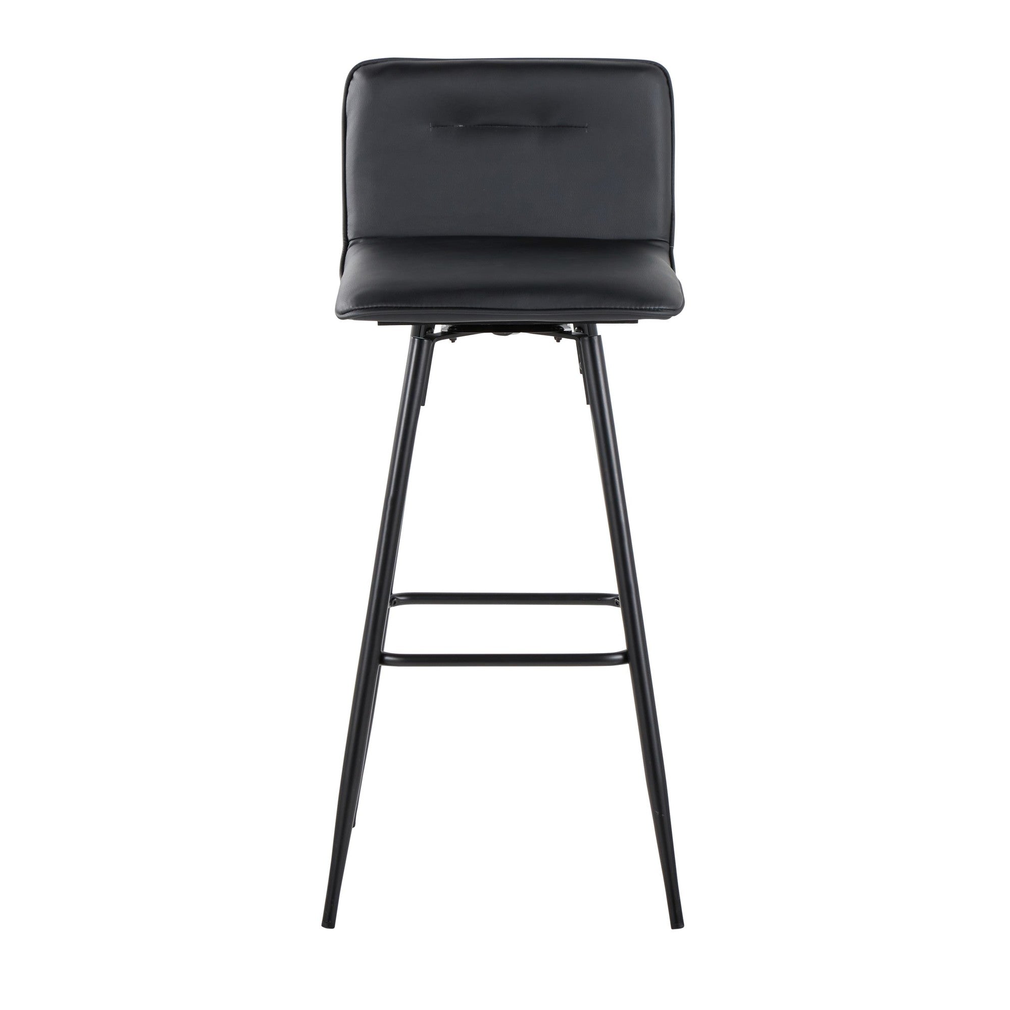 Casper 30" Fixed-Height Barstool - Set of 2 - Black Metal, Black PU