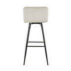 Casper 30" Fixed-Height Barstool - Set of 2 - Black Metal, Cream Velvet