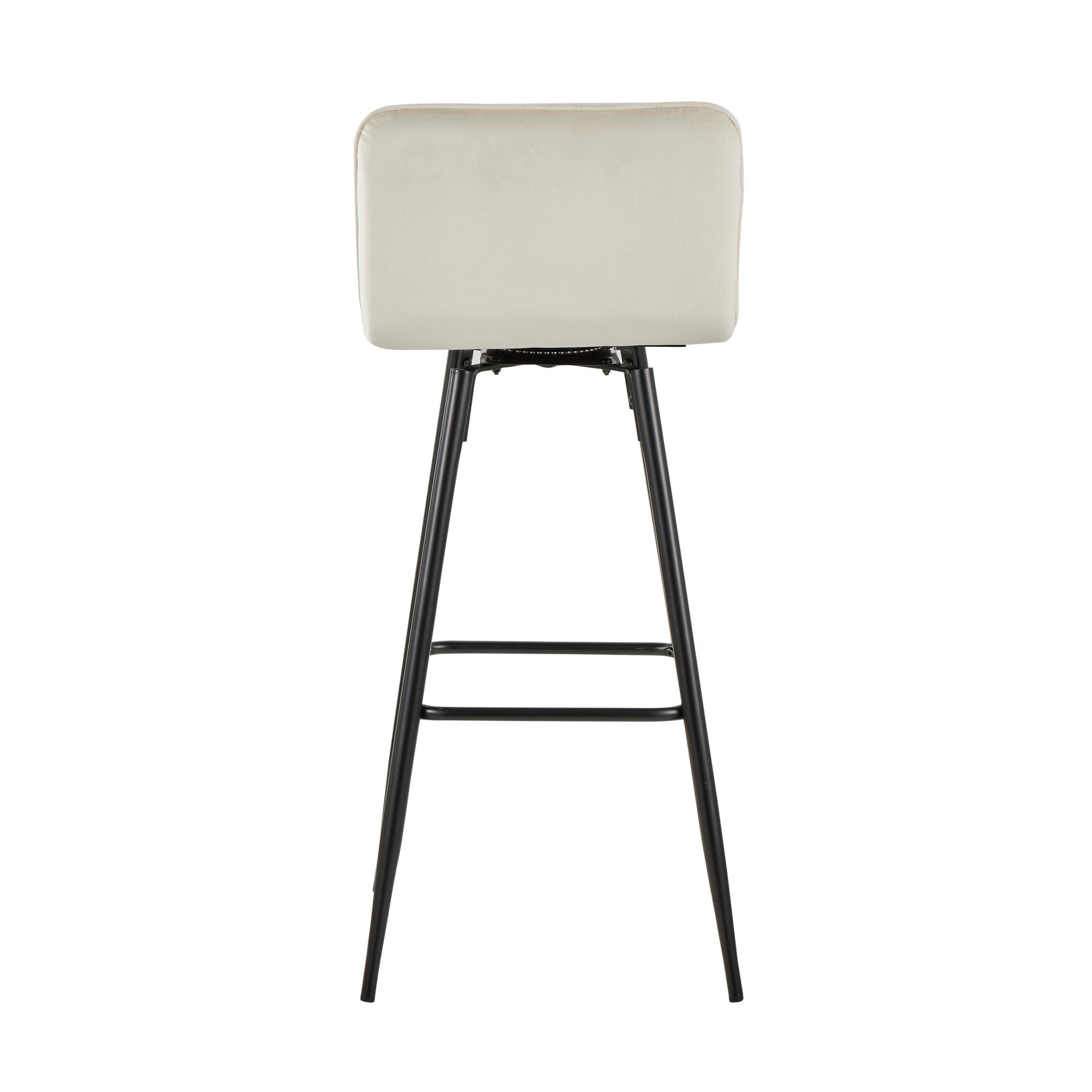 Casper 30" Fixed-Height Barstool - Set of 2 - Black Metal, Cream Velvet