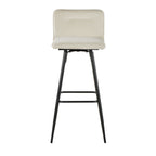 Casper 30" Fixed-Height Barstool - Set of 2 - Black Metal, Cream Velvet