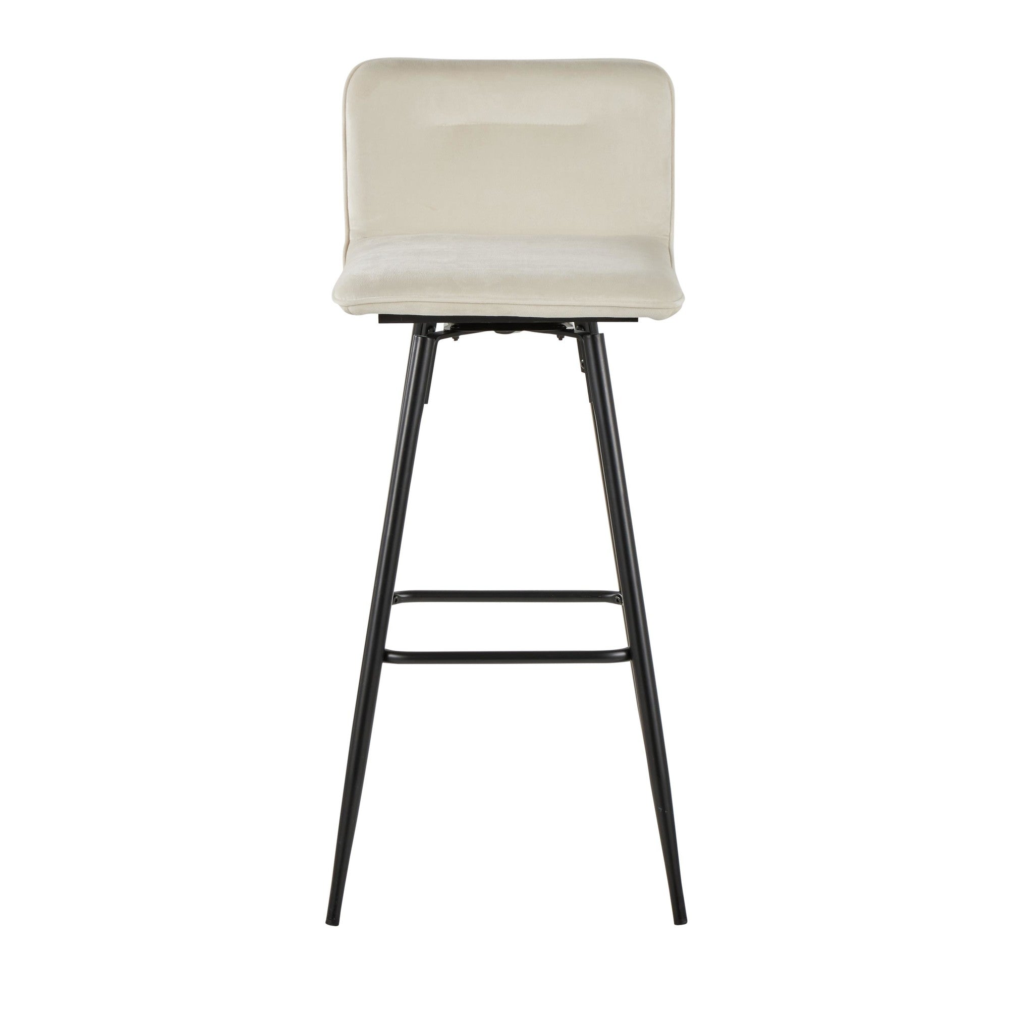 Casper 30" Fixed-Height Barstool - Set of 2 - Black Metal, Cream Velvet
