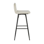 Casper 30" Fixed-Height Barstool - Set of 2 - Black Metal, Cream Velvet