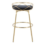 Charlotte Glam 30" Fixed-Height Barstool - Set of 2 - Gold Metal, Black Velvet