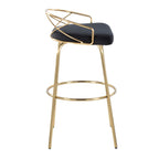 Charlotte Glam 30" Fixed-Height Barstool - Set of 2 - Gold Metal, Black Velvet