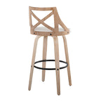 Charlotte 30" Fixed-Height Barstool - Set of 2 - Whitewashed Wood, White PU, Black Metal