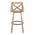 Charlotte 30" Fixed-Height Barstool - Set of 2 - Whitewashed Wood, White PU, Black Metal