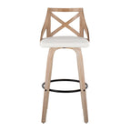 Charlotte 30" Fixed-Height Barstool - Set of 2 - Whitewashed Wood, White PU, Black Metal