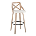 Charlotte 30" Fixed-Height Barstool - Set of 2 - Whitewashed Wood, White PU, Black Metal