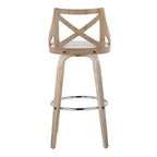 Charlotte 30" Fixed-Height Barstool - Set of 2 - Whitewashed Wood, White PU, Chrome Metal