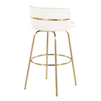 Cinch Claire 30" Fixed-Height Barstool - Set of 2 - Gold Metal, White PU