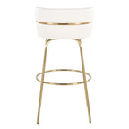 Cinch Claire 30" Fixed-Height Barstool - Set of 2 - Gold Metal, White PU