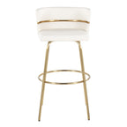 Cinch Claire 30" Fixed-Height Barstool - Set of 2 - Gold Metal, White PU