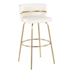 Cinch Claire 30" Fixed-Height Barstool - Set of 2 - Gold Metal, White PU