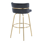 Cinch Claire 30" Fixed-Height Barstool - Set of 2 - Gold Metal, Black Velvet