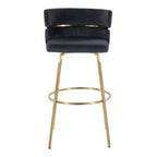 Cinch Claire 30" Fixed-Height Barstool - Set of 2 - Gold Metal, Black Velvet