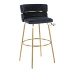 Cinch Claire 30" Fixed-Height Barstool - Set of 2 - Gold Metal, Black Velvet