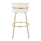 Cinch Claire 30" Fixed-Height Barstool - Set of 2 - Gold Metal, Cream Velvet
