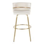 Cinch Claire 30" Fixed-Height Barstool - Set of 2 - Gold Metal, Cream Velvet