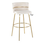 Cinch Claire 30" Fixed-Height Barstool - Set of 2 - Gold Metal, Cream Velvet