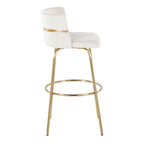 Cinch Claire 30" Fixed-Height Barstool - Set of 2 - Gold Metal, Cream Velvet