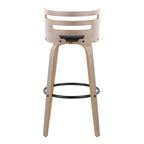 Cosini 30" Fixed-Height Barstool - Set of 2 - Light Grey Wood, Black Metal, Black PU