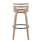Cosini 30" Fixed-Height Barstool - Set of 2 - Light Grey Wood, Black Metal, Cream PU